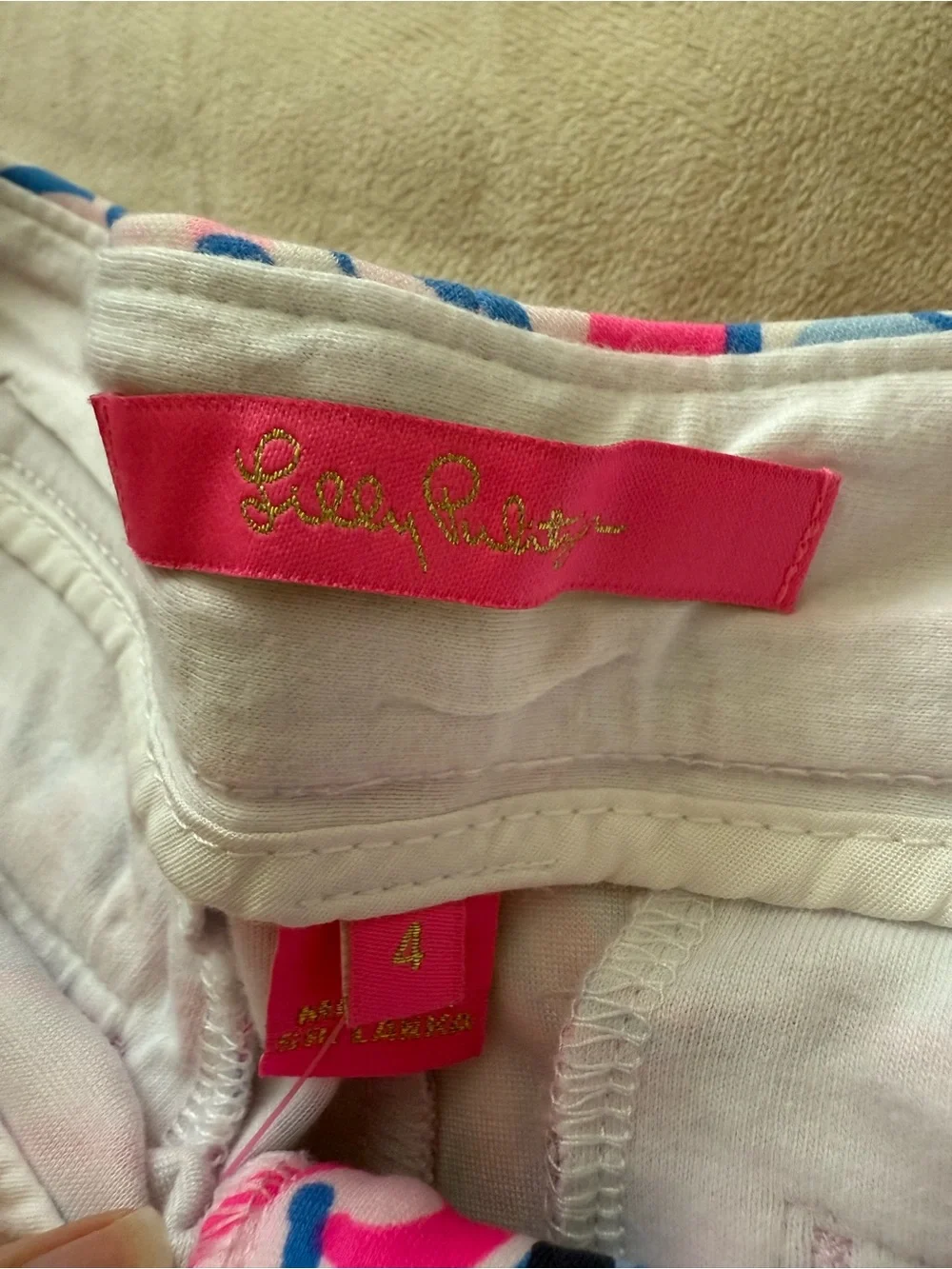 Lilly Pulitzer Pink & Blue Swirl Scallop-Hem High Waist Shorts